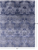 Grey Contemporary Hand Knotted Wool & Silk Area Rug - 9' 0" X 12' 0" - Golden Nile