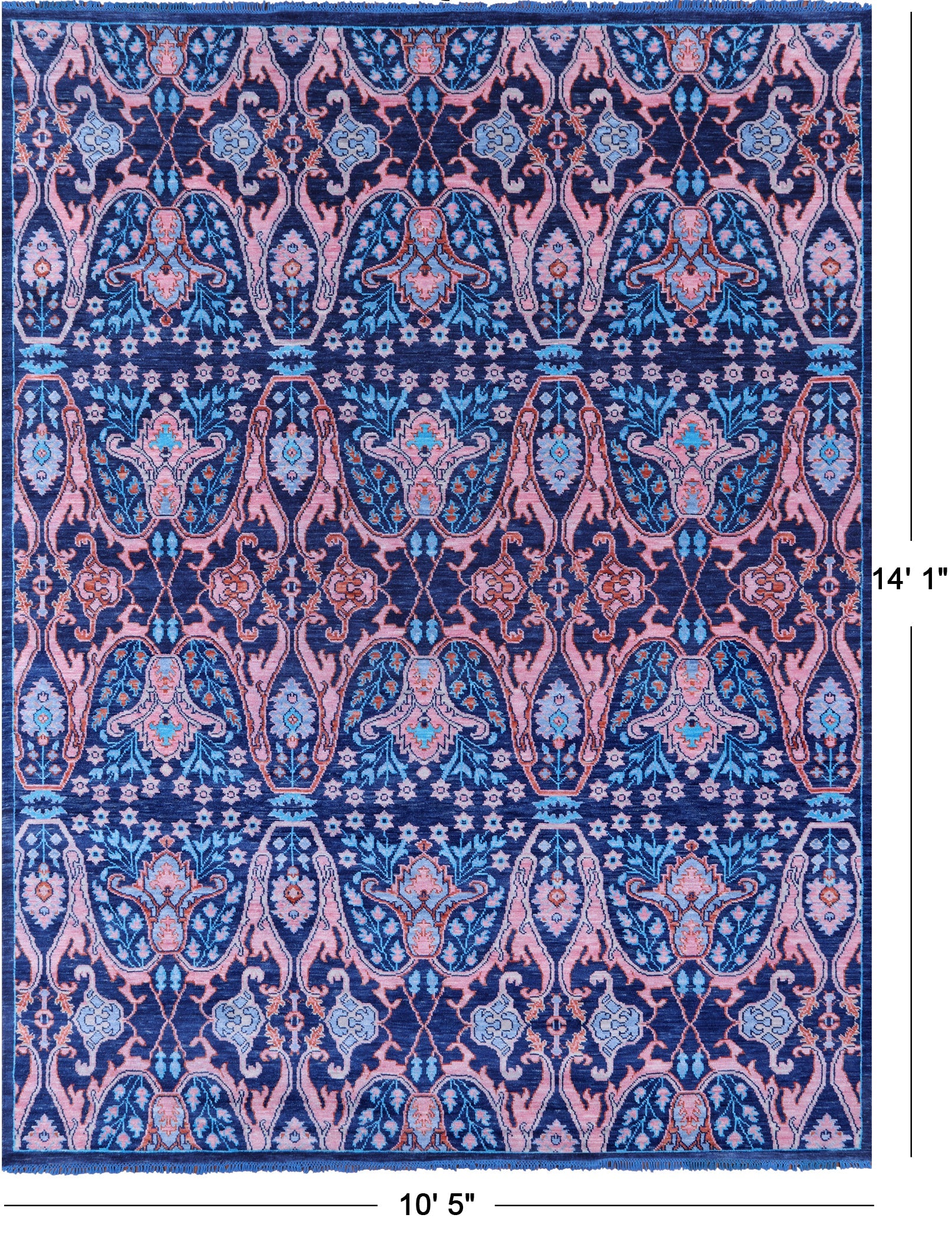 Blue Turkish Oushak Hand Knotted Wool Rug - 10' 5" X 14' 1" - Golden Nile