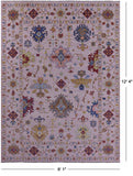 Pink Turkish Oushak Hand Knotted Wool Rug - 9' 1" X 12' 4" - Golden Nile