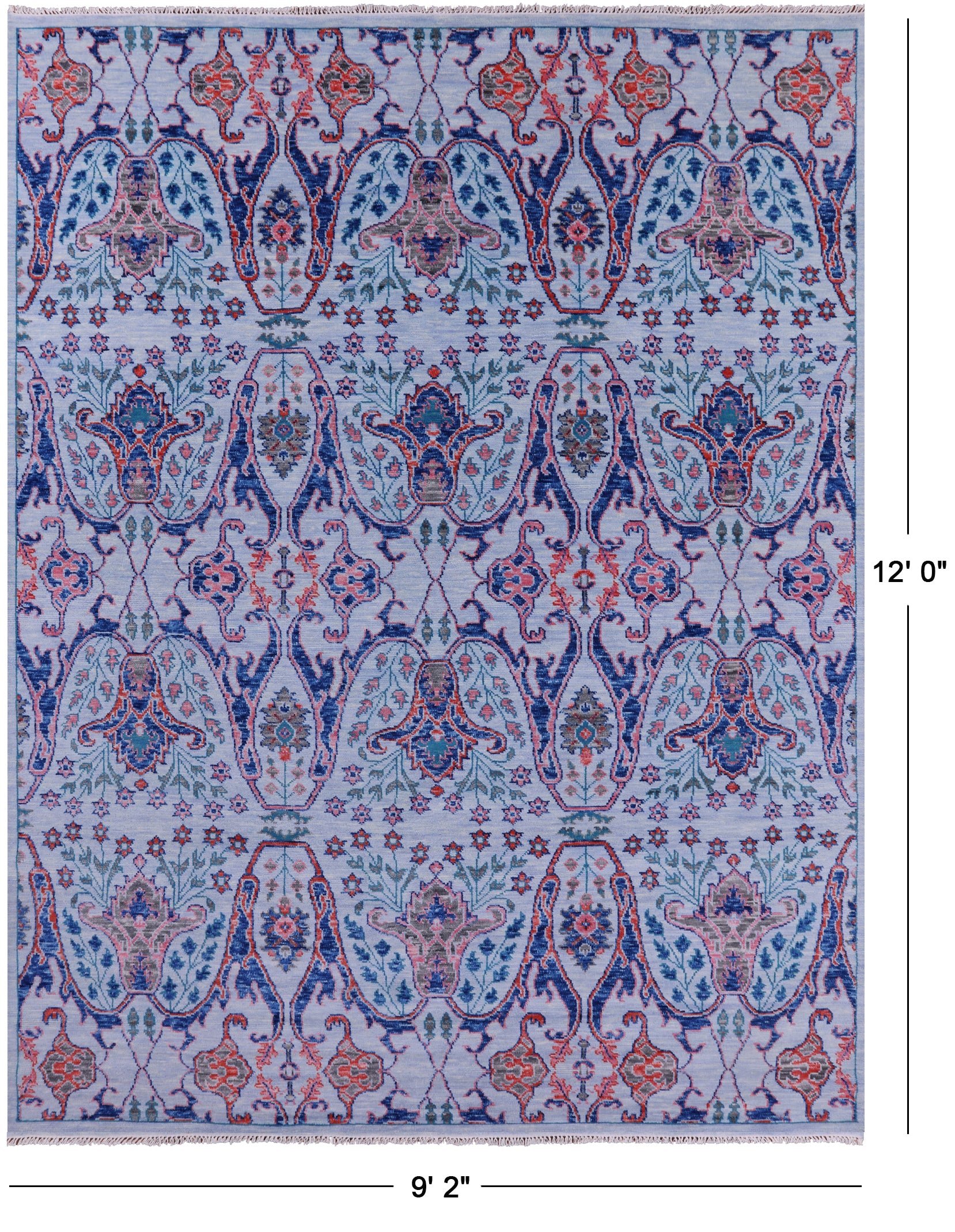 Blue Turkish Oushak Hand Knotted Wool Rug - 9' 2" X 12' 0" - Golden Nile