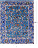 Blue Persian Fine Serapi Hand Knotted Wool Rug - 9' 1" X 11' 11" - Golden Nile