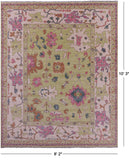 Green Turkish Oushak Hand Knotted Wool Rug - 8' 2" X 10' 3" - Golden Nile