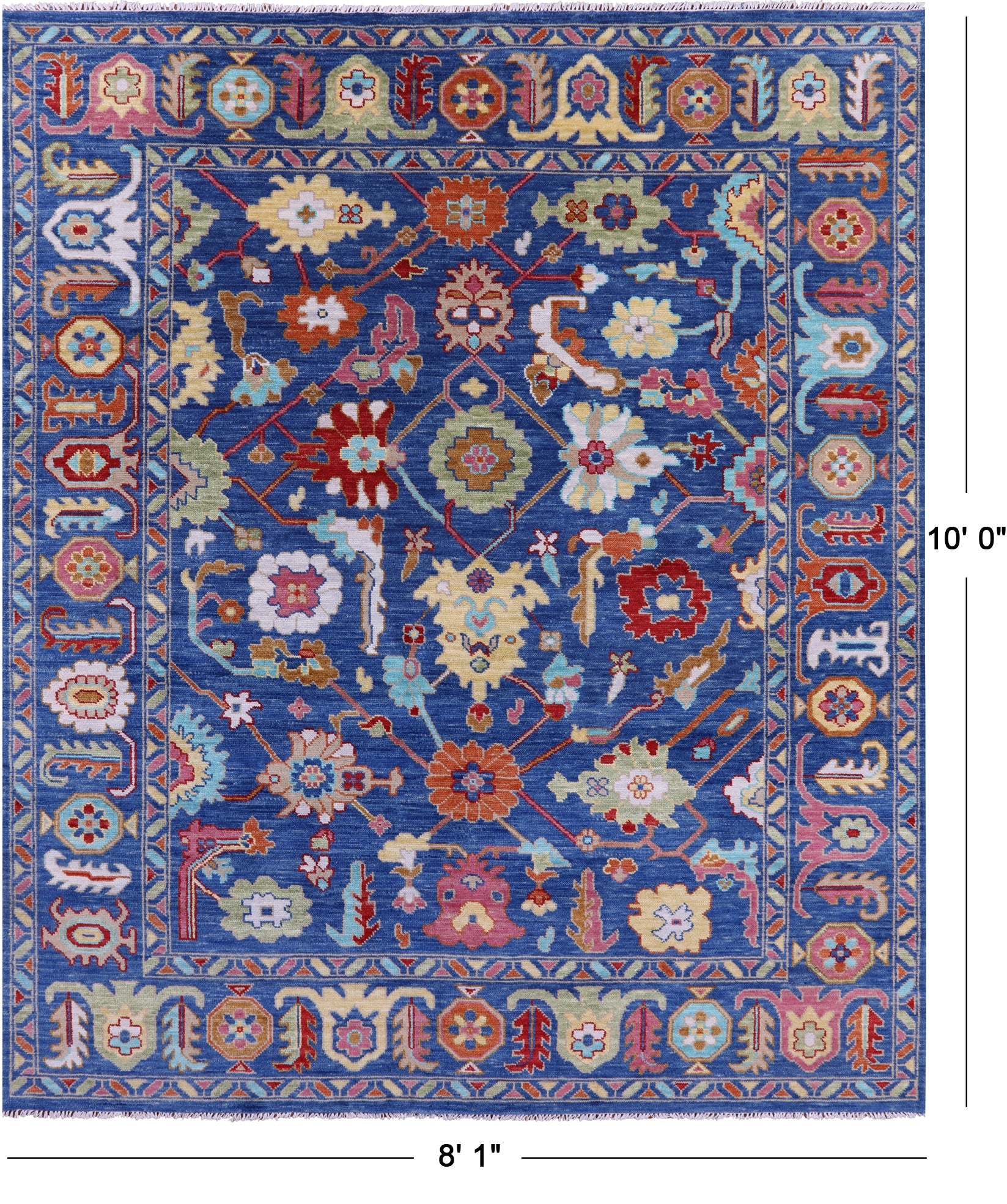 Blue Turkish Oushak Handmade Wool Rug - 8' 1" X 10' 0" - Golden Nile