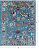 Blue Turkish Oushak Hand Knotted Wool Rug - 8' 1" X 10' 3" - Golden Nile