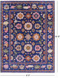 Blue Turkish Oushak Hand Knotted Wool Rug - 8' 0" X 10' 0" - Golden Nile