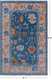 Blue Turkish Oushak Hand Knotted Wool Rug - 5' 1" X 8' 0" - Golden Nile