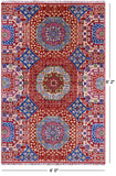 Geometric Persian Mamluk Hand Knotted Wool Rug - 4' 0" X 6' 2" - Golden Nile