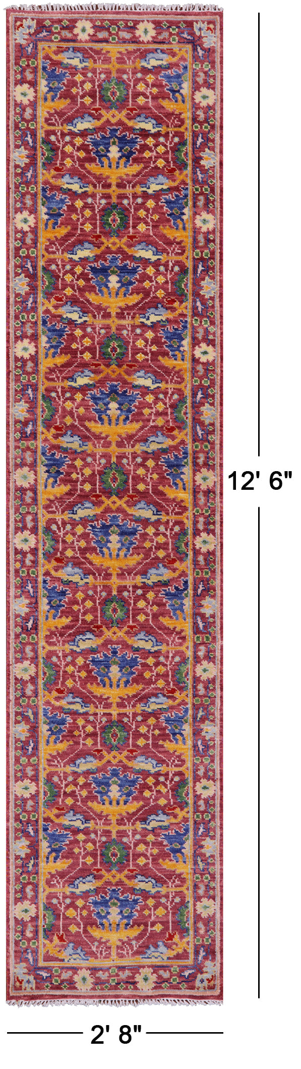Turkish Oushak Hand Knotted Wool Runner Rug - 2' 8" X 12' 6" - Golden Nile