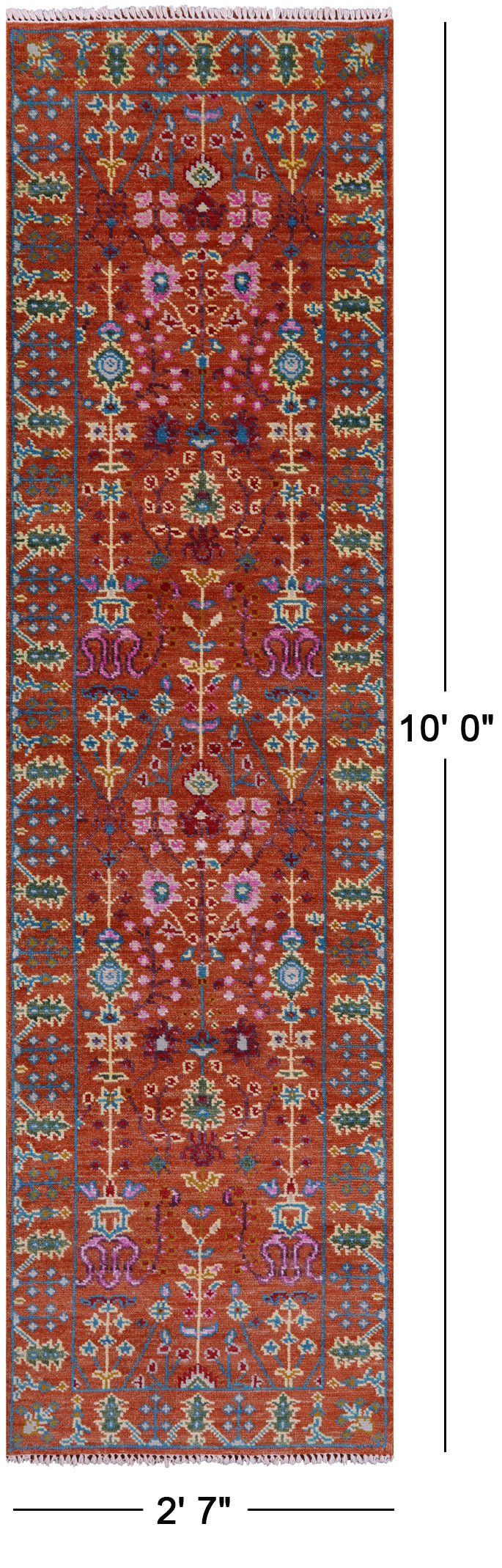 Turkish Oushak Hand Knotted Wool Runner Rug - 2' 7" X 10' 0" - Golden Nile