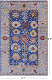 Blue Turkish Oushak Hand Knotted Wool Rug - 4' 1" X 6' 6" - Golden Nile