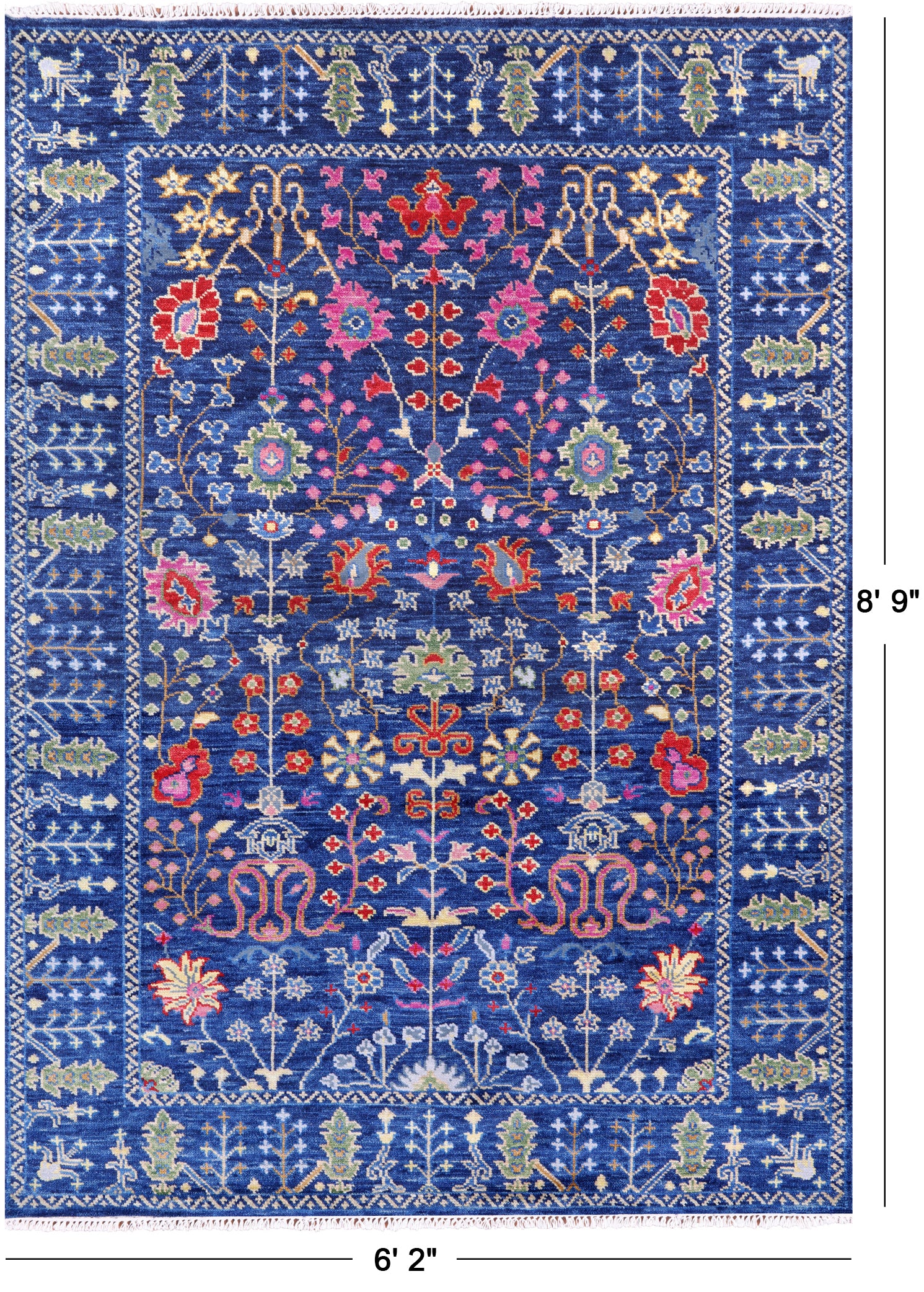Blue Turkish Oushak Hand Knotted Wool Rug - 6' 2" X 8' 9" - Golden Nile