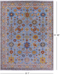Blue Turkish Oushak Handmade Wool Rug - 9' 1" X 11' 10" - Golden Nile