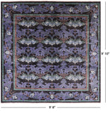 Black Square William Morris Hand Knotted Wool Area Rug - 9' 8" X 9' 10" - Golden Nile