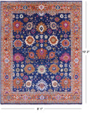 Blue Turkish Oushak Hand Knotted Wool Rug - 8' 1" X 10' 2" - Golden Nile