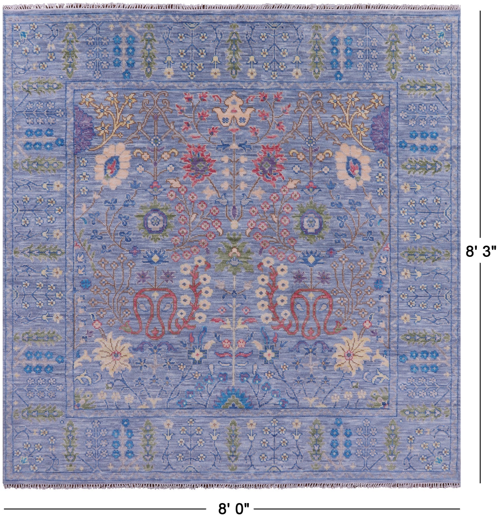 Blue Turkish Oushak Hand Knotted Wool Rug - 8' 1" X 10' 2" - Golden Nile
