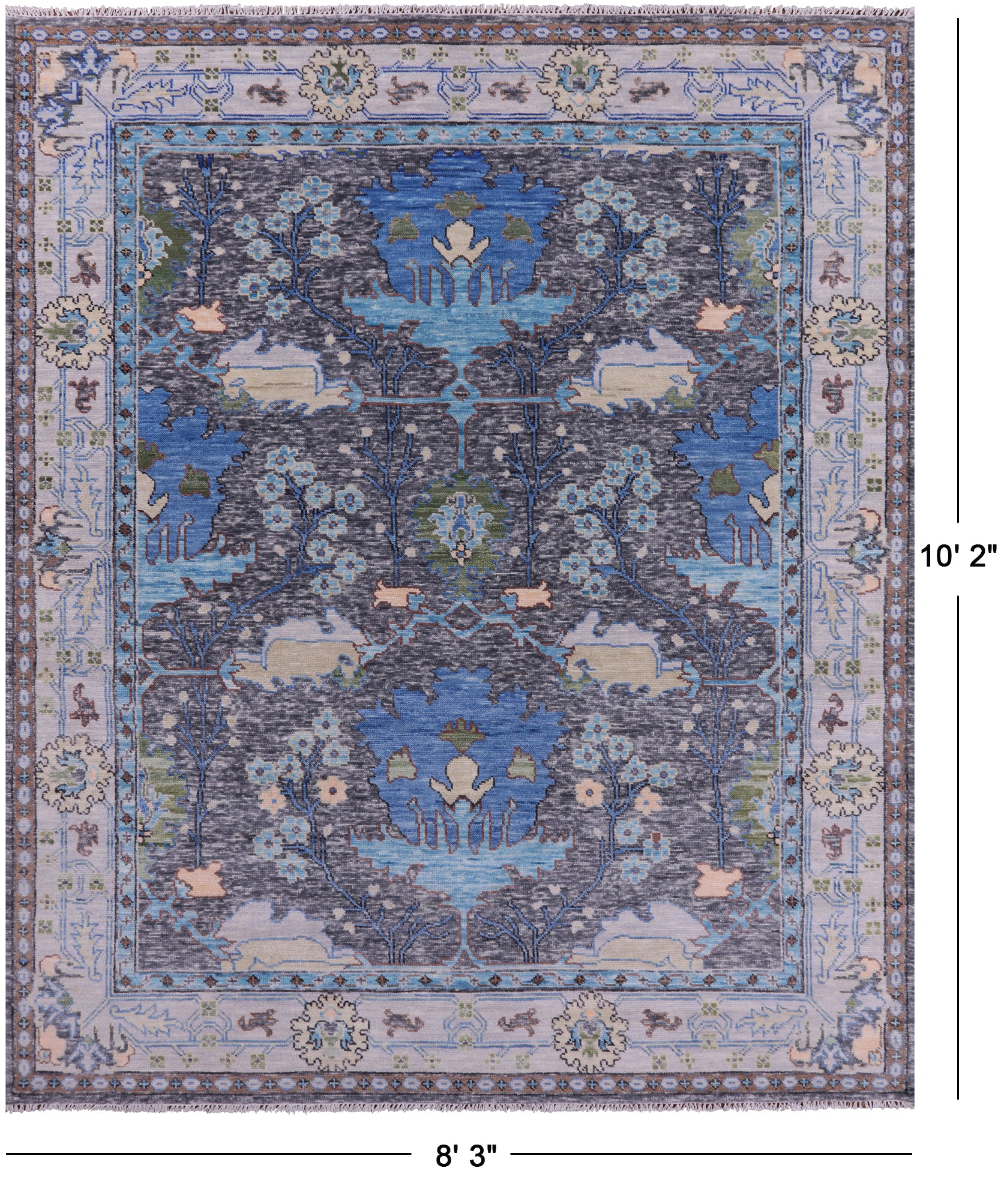 Grey Turkish Oushak Hand Knotted Wool Rug - 8' 3" X 10' 2" - Golden Nile