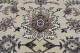Ivory Persian Tabriz Hand Knotted Wool & Silk Rug - 8' 1" X 9' 11"