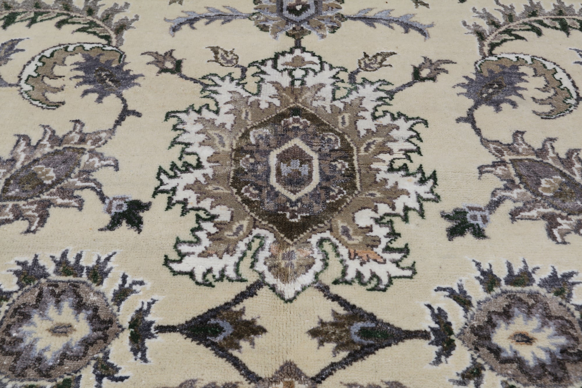 Ivory Persian Tabriz Hand Knotted Wool & Silk Rug - 8' 1" X 9' 11"