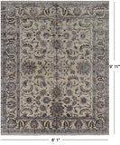Ivory Persian Tabriz Hand Knotted Wool & Silk Rug - 8' 1" X 9' 11"