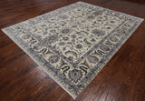 Ivory Persian Tabriz Hand Knotted Wool & Silk Rug - 8' 1" X 9' 11"