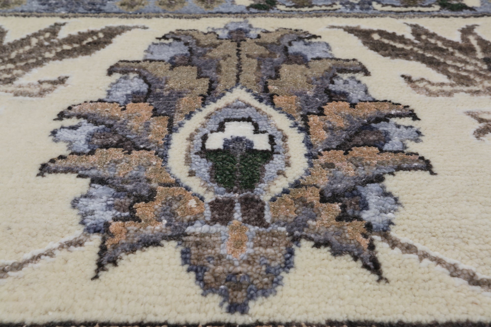 Ivory Persian Tabriz Hand Knotted Wool & Silk Rug - 8' 1" X 9' 11"