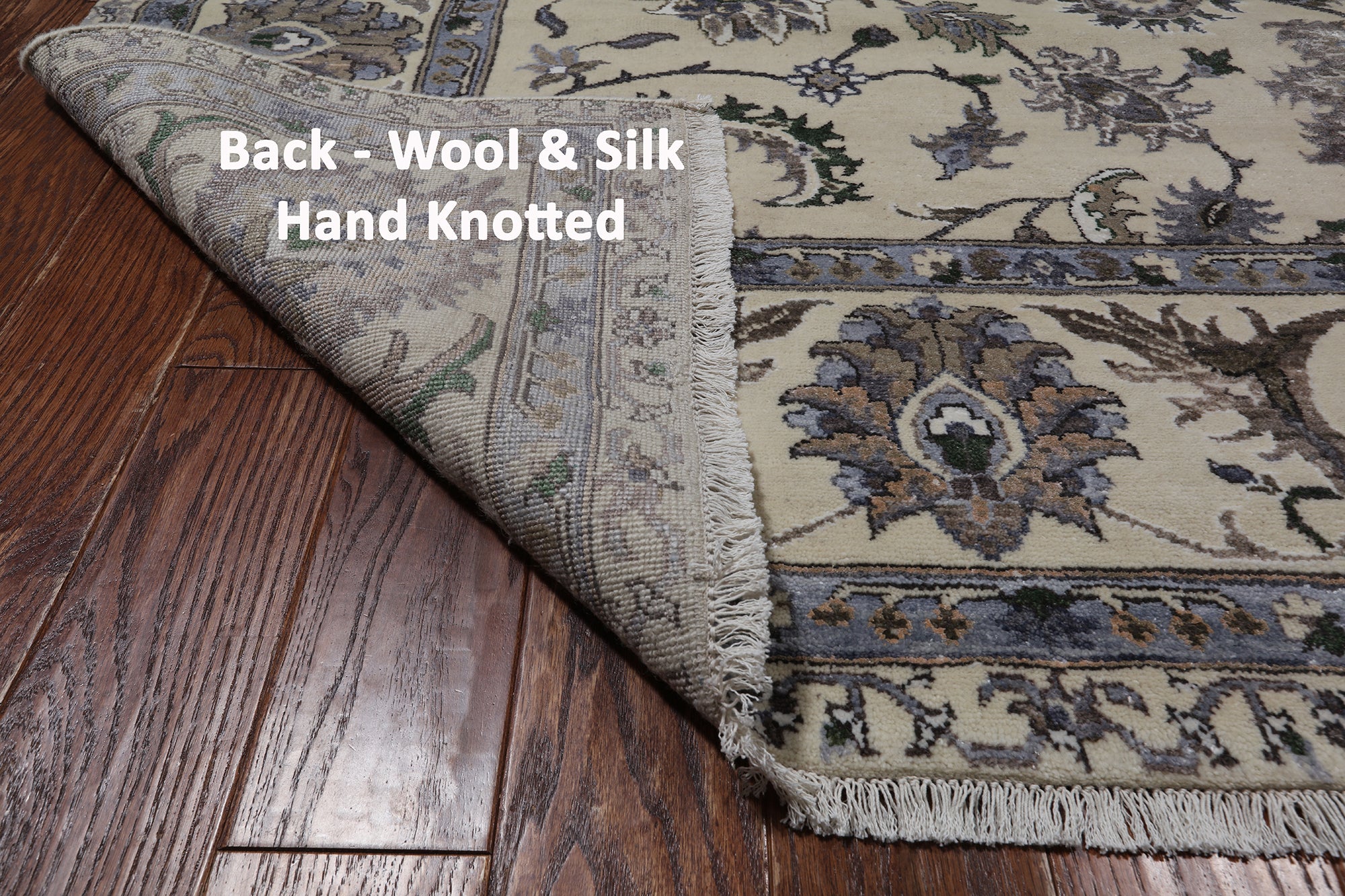 Ivory Persian Tabriz Hand Knotted Wool & Silk Rug - 8' 1" X 9' 11"