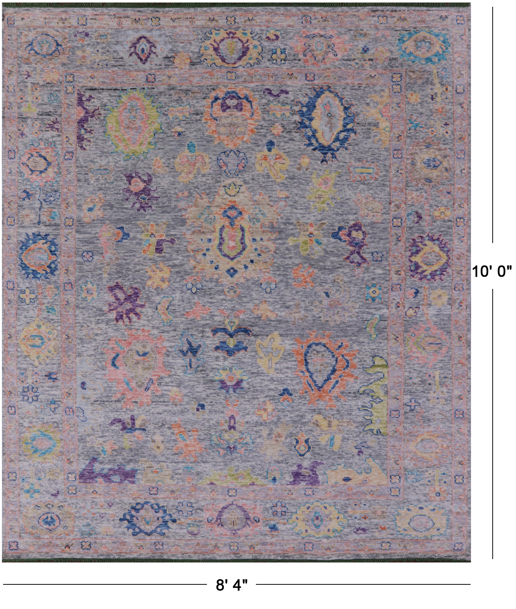 Grey Turkish Oushak Hand Knotted Wool Rug - 8' 4" X 10' 0" - Golden Nile