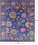 Blue Turkish Oushak Handmade Wool Rug - 8' 2" X 9' 10" - Golden Nile