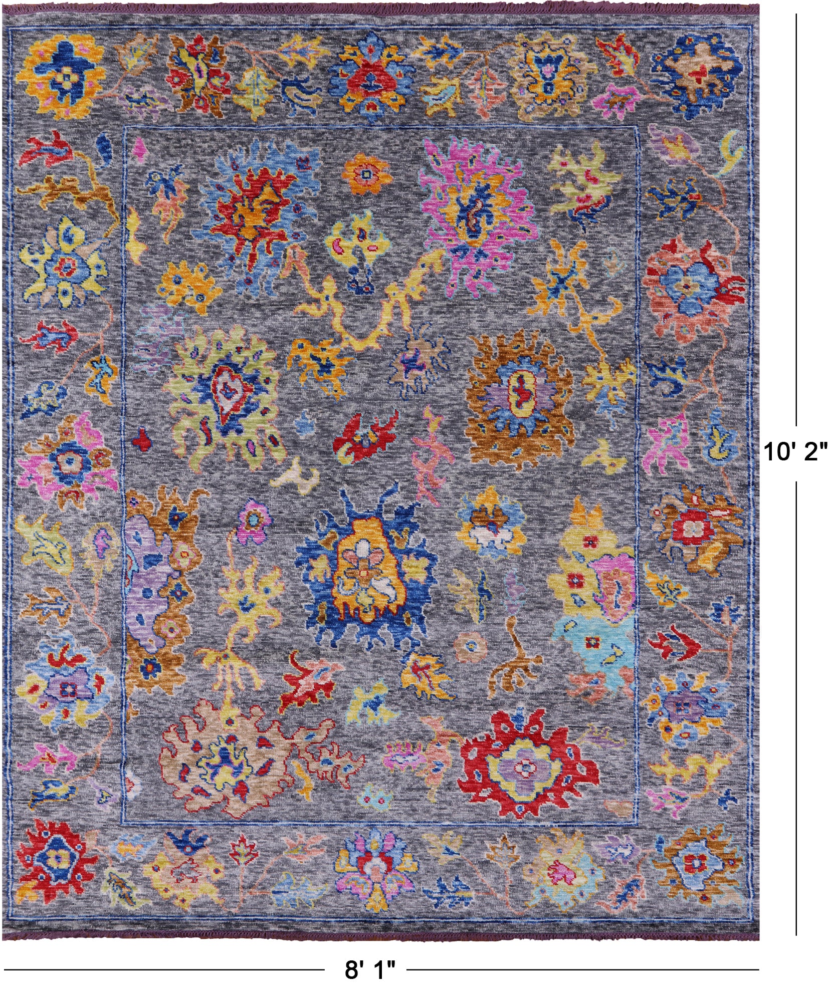 Grey Turkish Oushak Hand Knotted Wool Rug - 8' 1" X 10' 2" - Golden Nile
