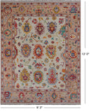 SUPER SALE Ivory Turkish Oushak Hand Knotted Wool Rug - 9' 3" X 12' 0"