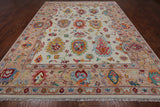 SUPER SALE Ivory Turkish Oushak Hand Knotted Wool Rug - 9' 3" X 12' 0"