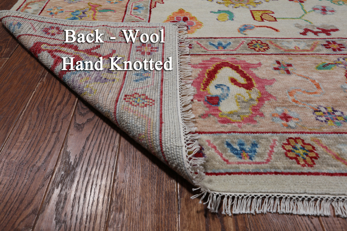 SUPER SALE Ivory Turkish Oushak Hand Knotted Wool Rug - 9' 3" X 12' 0"