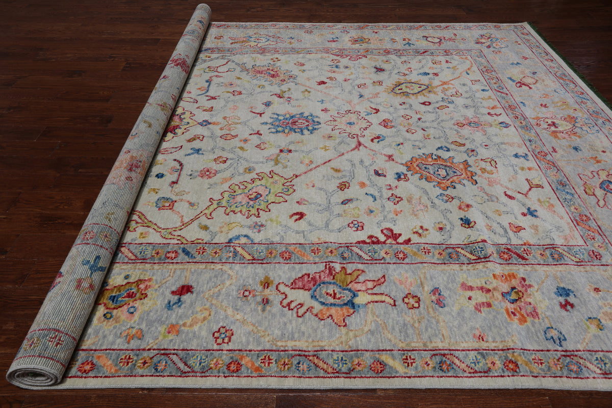 SUPER SALE Turkish Oushak Hand Knotted Wool Rug - 9' 3" X 12' 3"