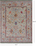 SUPER SALE Turkish Oushak Hand Knotted Wool Rug - 9' 3" X 12' 3"