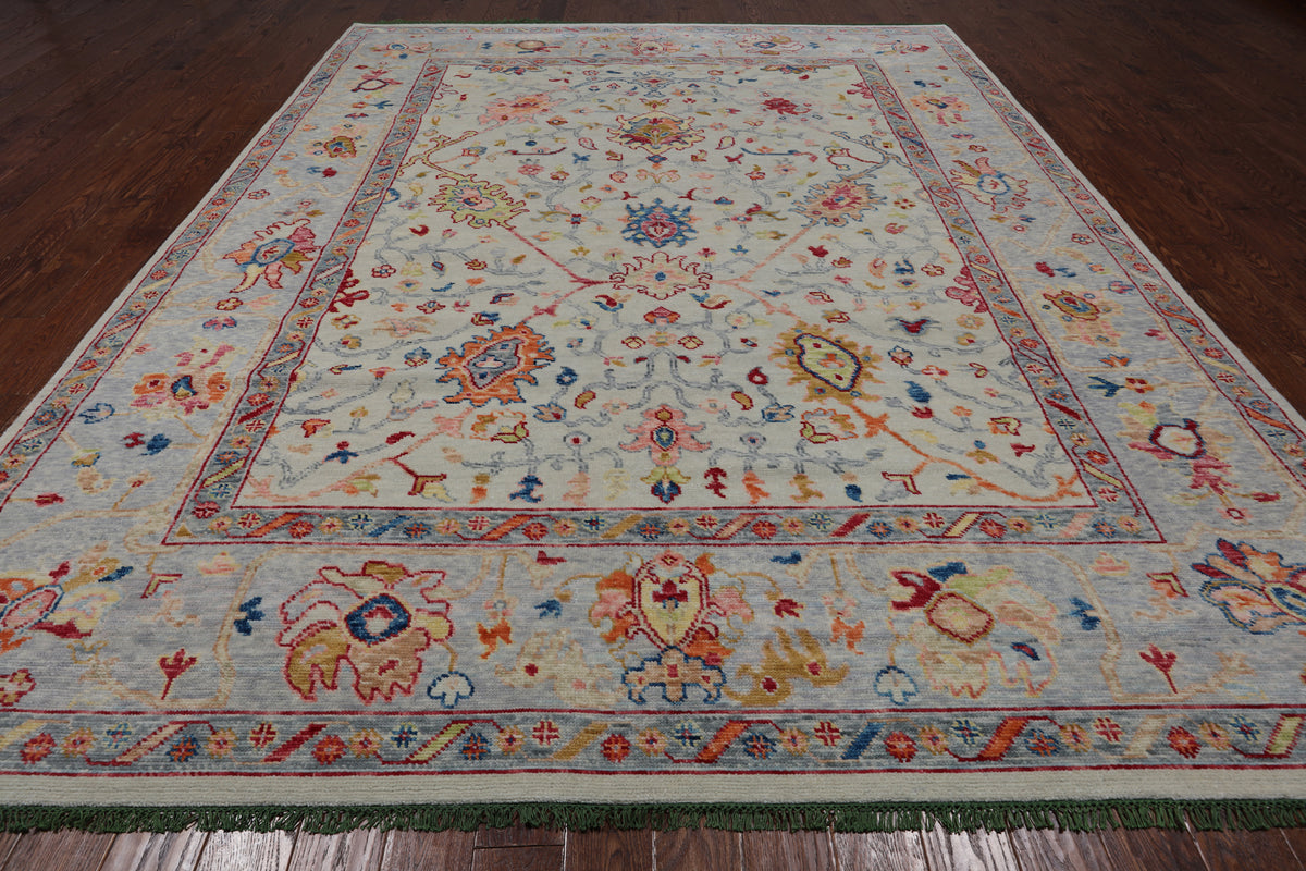 SUPER SALE Turkish Oushak Hand Knotted Wool Rug - 9' 3" X 12' 3"