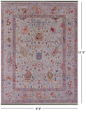 Ivory Turkish Oushak Hand Knotted Wool Rug - 9' 3" X 12' 3" - Golden Nile