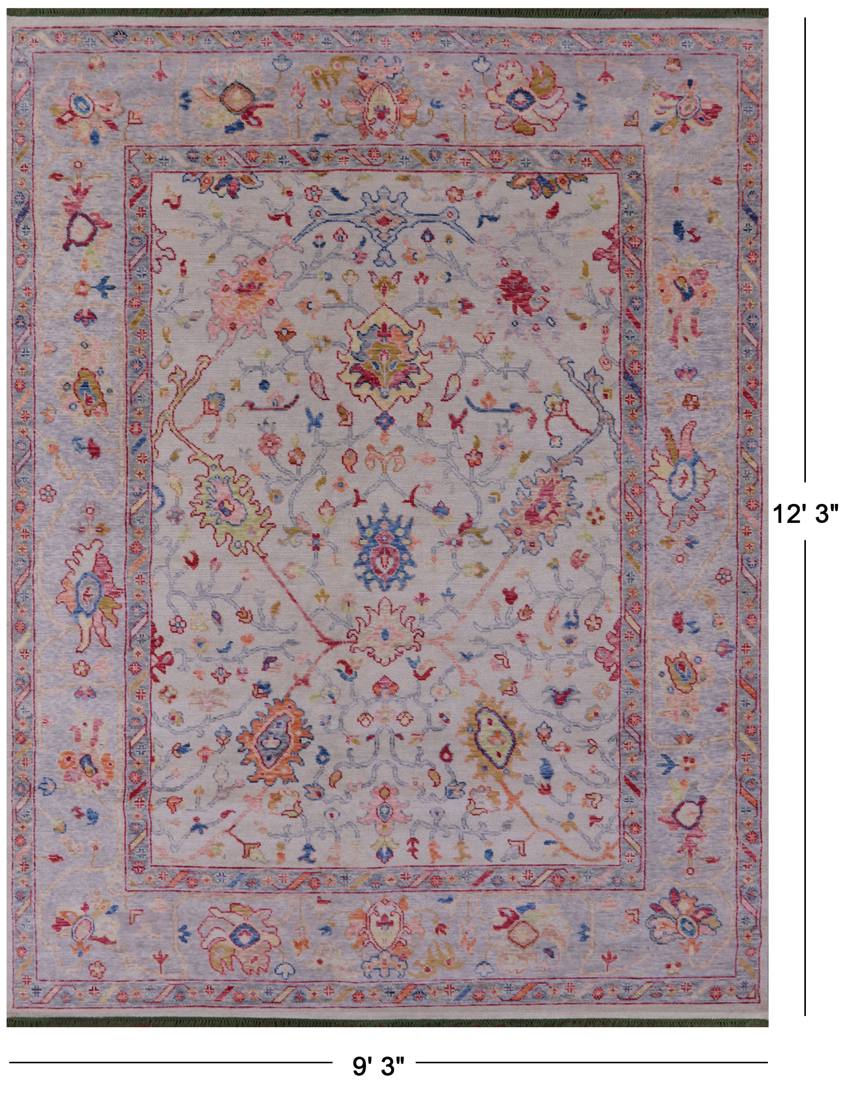 Ivory Turkish Oushak Hand Knotted Wool Rug - 9' 3" X 12' 3" - Golden Nile