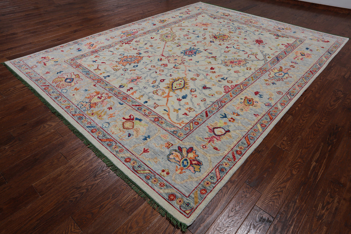 SUPER SALE Turkish Oushak Hand Knotted Wool Rug - 9' 3" X 12' 3"