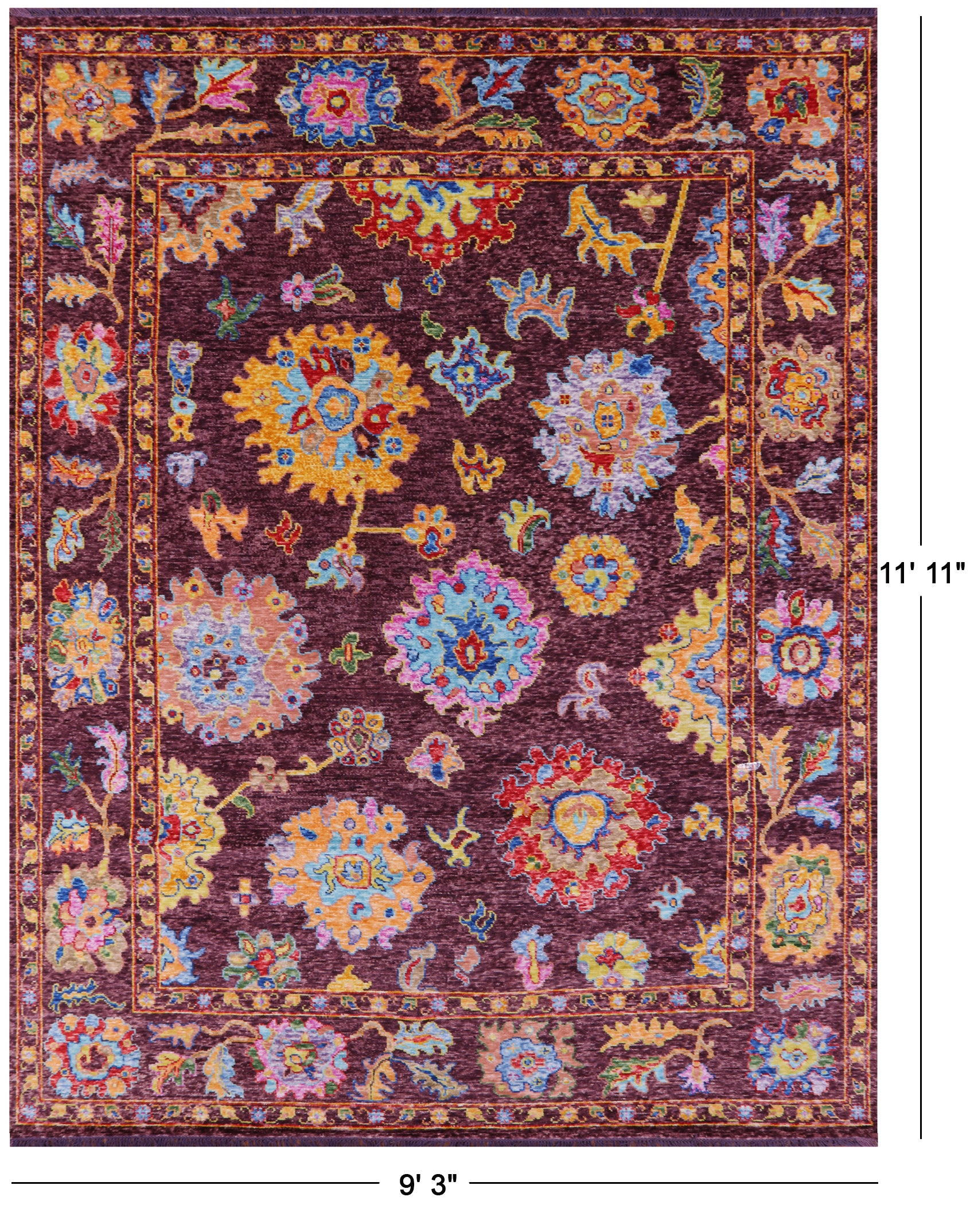 Turkish Oushak Hand Knotted Wool Rug - 9' 3" X 11' 11" - Golden Nile