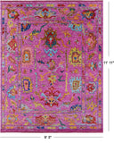 Pink Turkish Oushak Handmade Wool Rug - 9' 3" X 11' 11" - Golden Nile