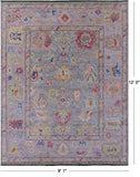 Grey Turkish Oushak Hand Knotted Wool Rug - 9' 1" X 12' 0" - Golden Nile