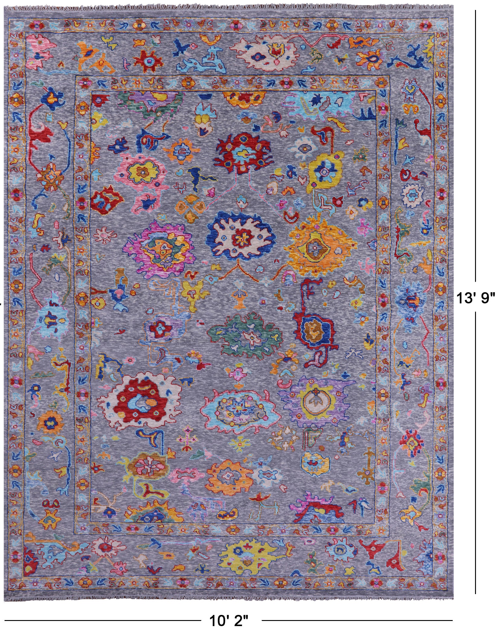Grey Turkish Oushak Hand Knotted Wool Rug - 10' 2" X 13' 9" - Golden Nile