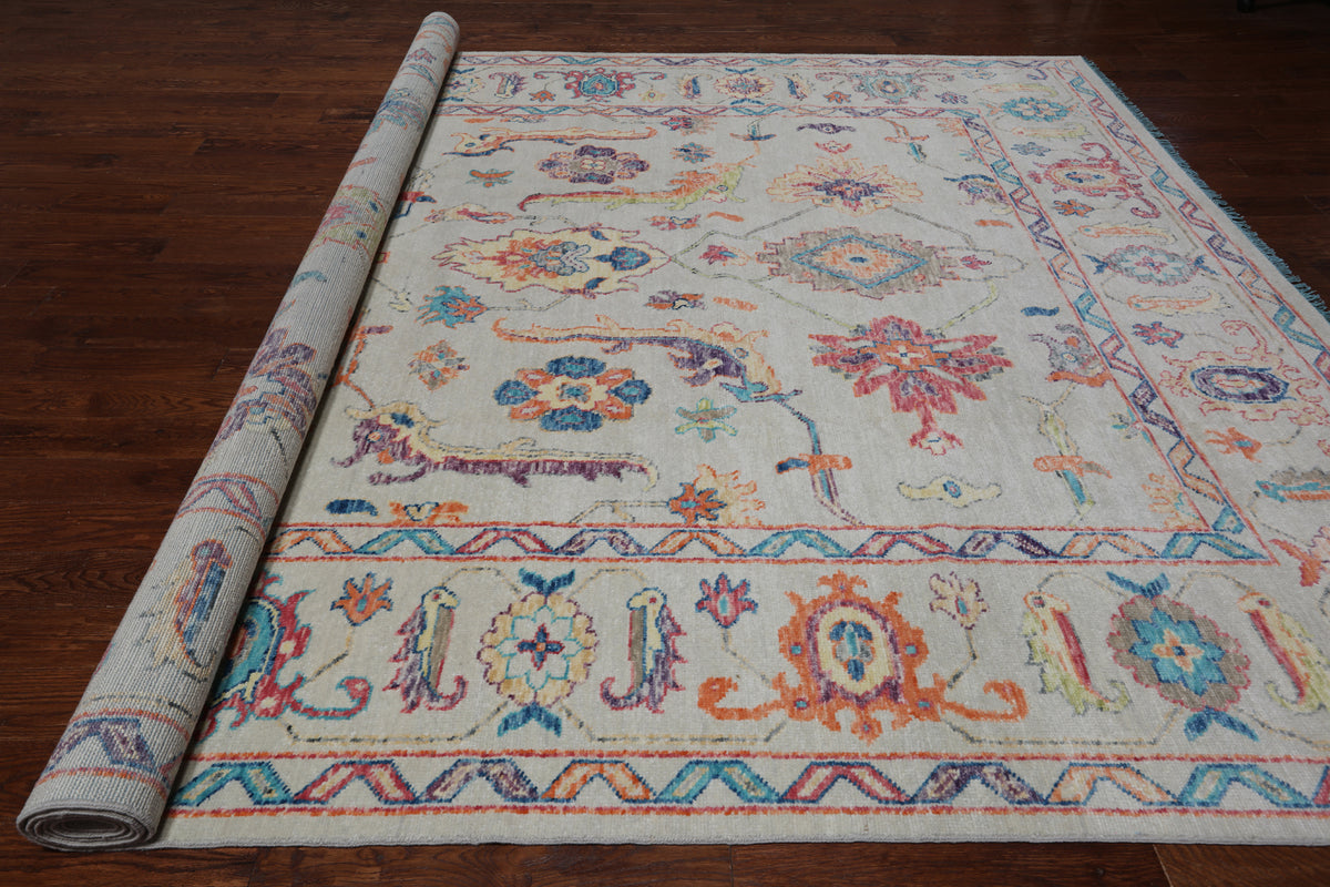SUPER SALE Turkish Oushak Hand Knotted Wool Rug - 10' 4" X 13' 10"