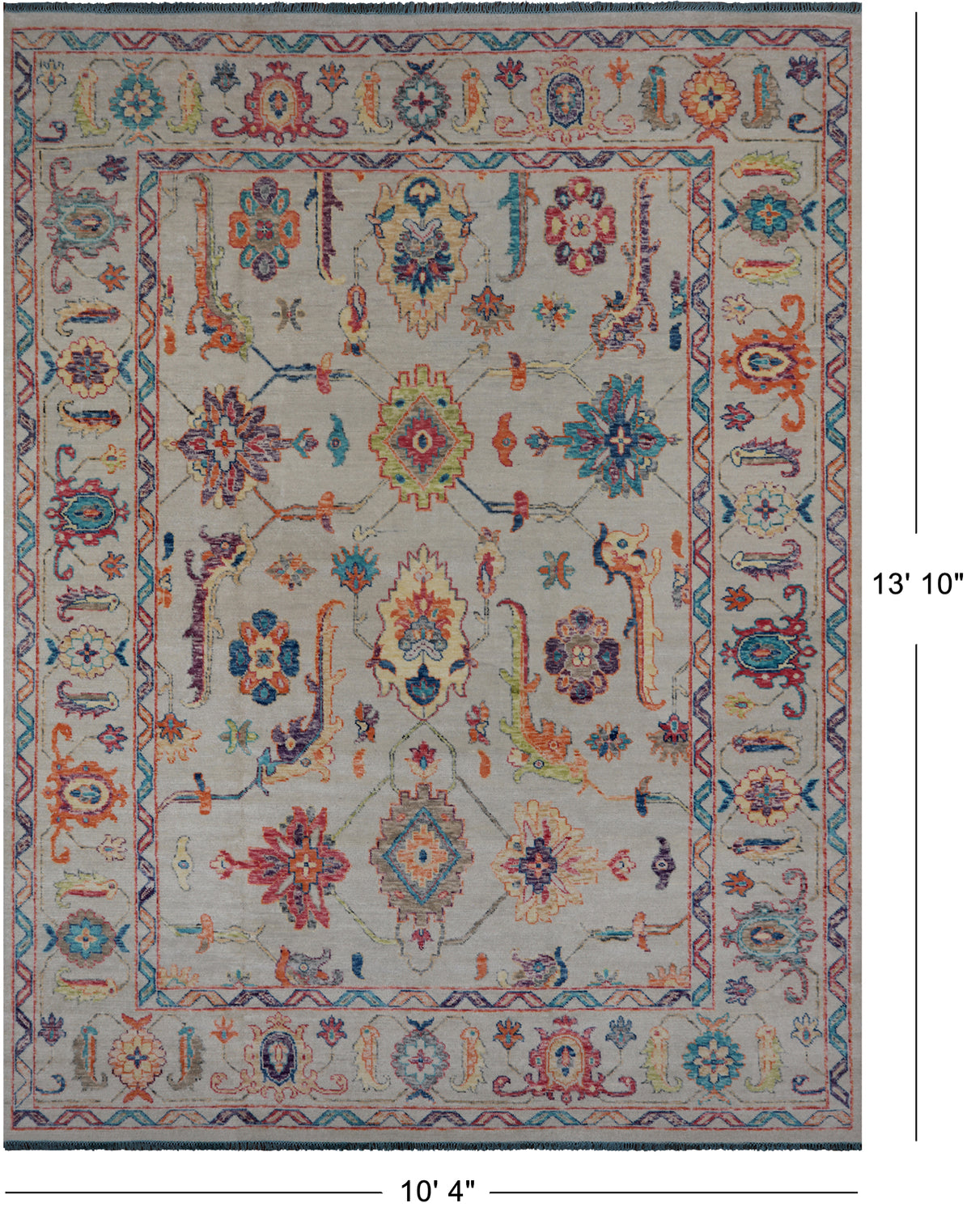 SUPER SALE Turkish Oushak Hand Knotted Wool Rug - 10' 4" X 13' 10"