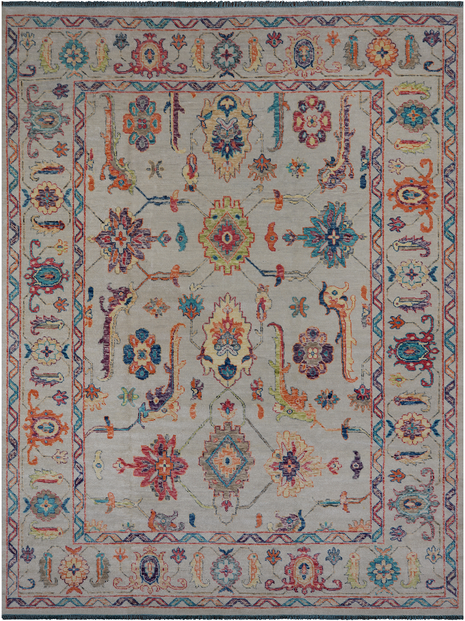 SUPER SALE Turkish Oushak Hand Knotted Wool Rug - 10' 4" X 13' 10"
