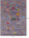 Grey Turkish Oushak Hand Knotted Wool Rug - 10' 1" X 13' 8" - Golden Nile