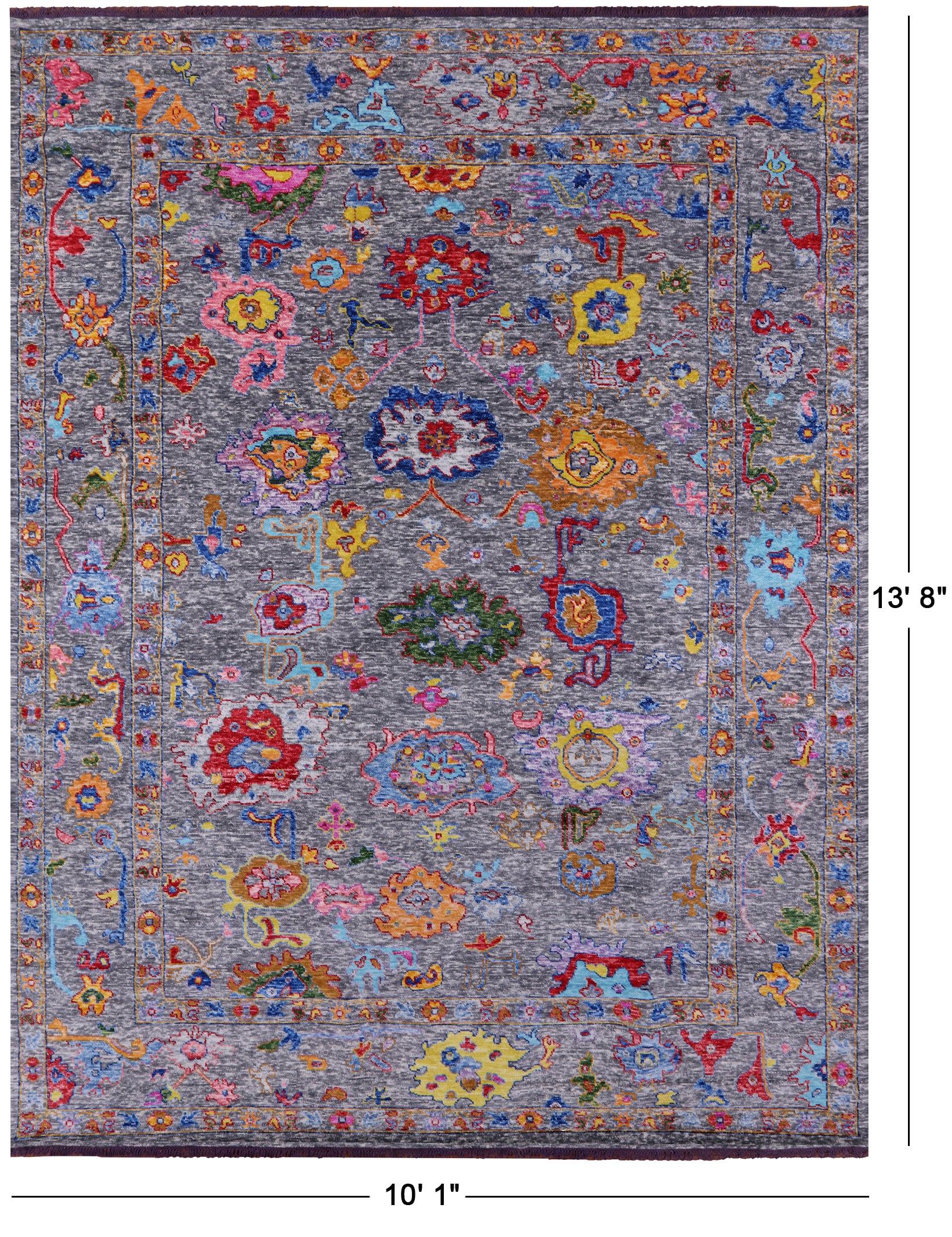 Grey Turkish Oushak Hand Knotted Wool Rug - 10' 1" X 13' 8" - Golden Nile