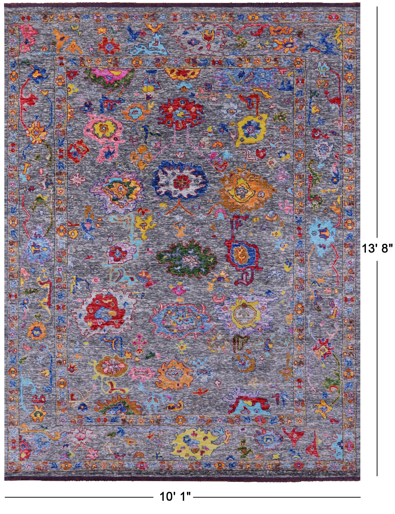 Grey Turkish Oushak Hand Knotted Wool Rug - 10' 1" X 13' 8" - Golden Nile