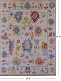 Ivory Turkish Oushak Hand Knotted Wool Rug - 10' 3" X 13' 9" - Golden Nile