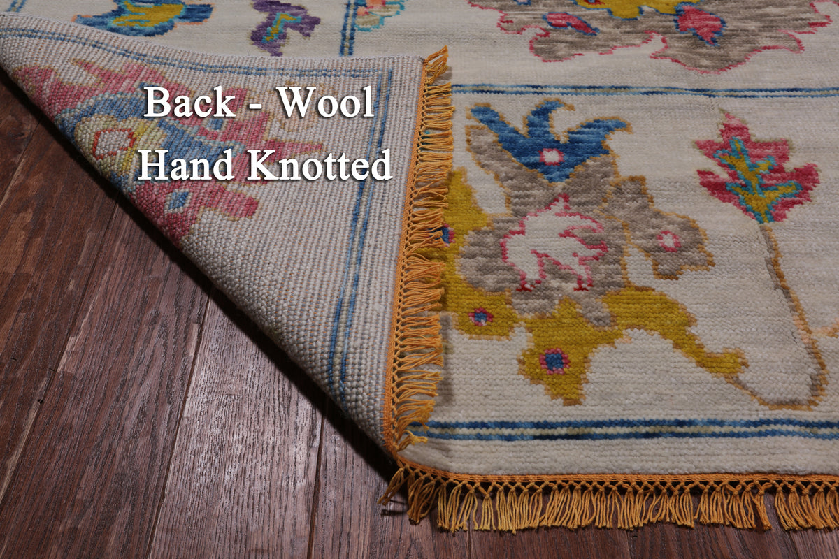 SUPER SALE Ivory Turkish Oushak Hand Knotted Wool Rug - 10' 3" X 13' 9"